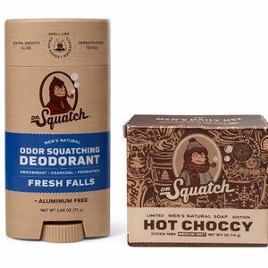 Dr. Squatch Fresh Falls Men's Natural Odor Deodorant + Hot Choccy Natural Soap